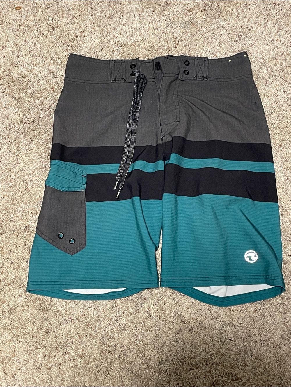 Oceancurrent Size 28 Men’s Blue & Gray Athletic Swimming Trunks